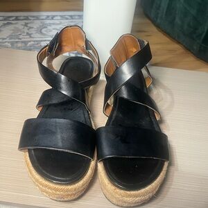 FRANC SARTO BLACK ESPADRILLE SANDALS SZ 10 
great condition